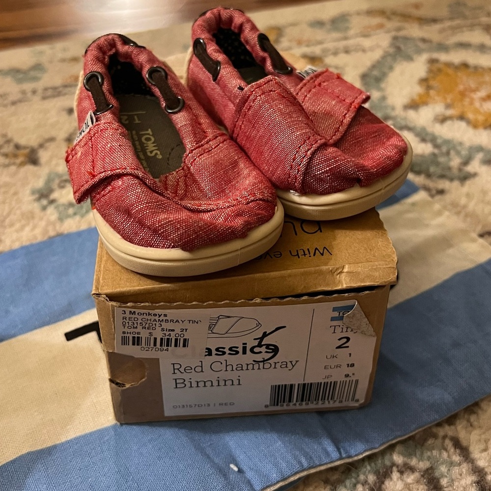 Toms Red Sneakers with Velcro Strap